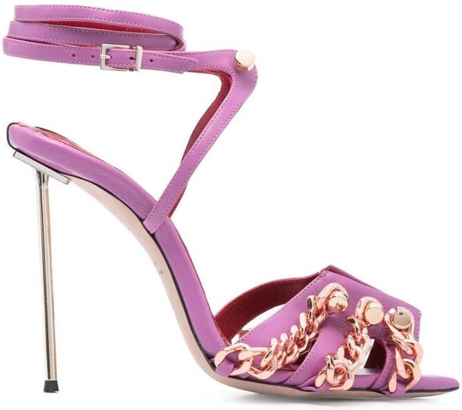 HARDOT 120mm chain-detail heeled sandals Purple