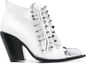 HARDOT studded leather ankle boots White