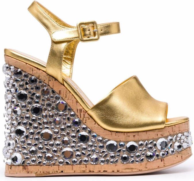 Haus of Honey croco crystal modesty sandals Gold