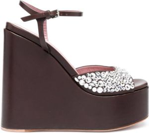Haus of Honey crystal-embellished leather sandals Brown