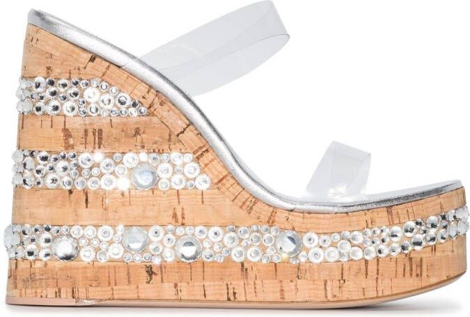 Haus of Honey crystal embellished wedge sandals Neutrals