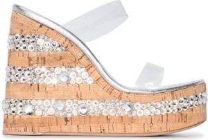 Haus of Honey crystal embellished wedge sandals Neutrals