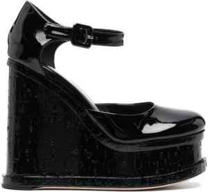 Haus of Honey Lacquer Doll Mary Jane wedge sandals Black