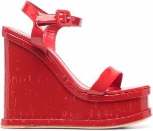 Haus of Honey lacquer doll wedge-heel sandals Red