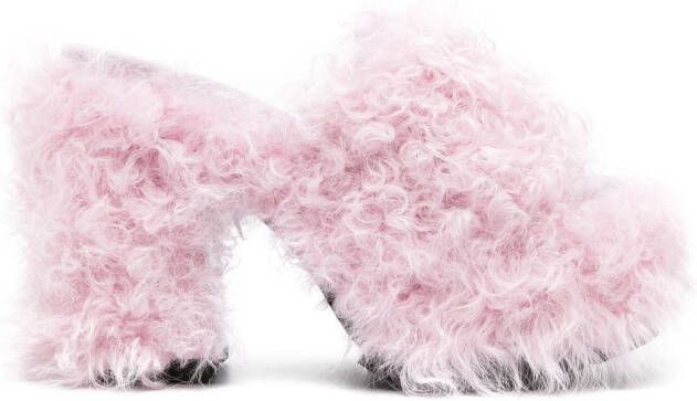 Haus of Honey Les Terriers shearling mules Pink