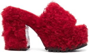 Haus of Honey Les Terriers shearling mules Red