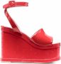 Haus of Honey patent-leather wedge sandals Red - Thumbnail 1