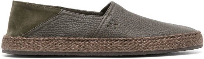 Henderson Baracco grained-texture leather espadrilles Green