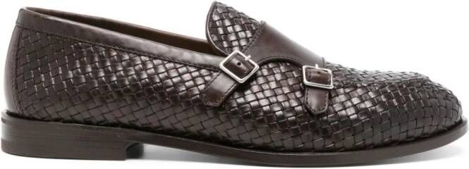 Henderson Baracco interwoven leather buckled loafers Brown