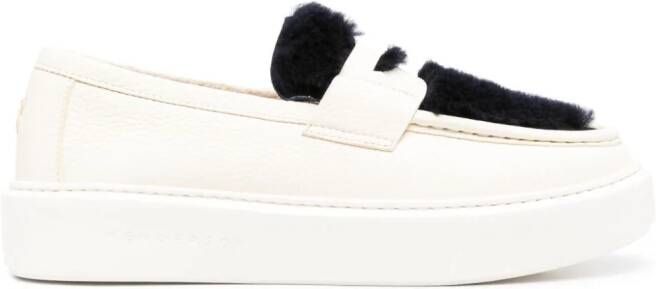 Henderson Baracco Kris shearling-panel two-tone loafers White