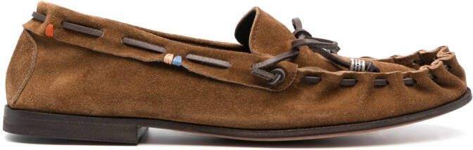 Henderson Baracco lace-up-detail suede loafers Brown