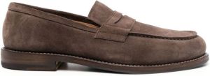 Henderson Baracco penny-strap suede loafers Brown