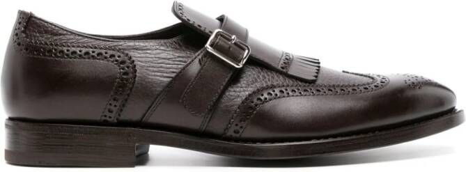 Henderson Baracco perforated-detailing leather monk shoes Brown