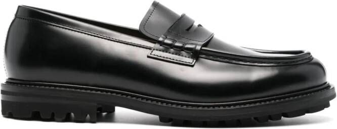 Henderson Baracco polished leather penny loafers Black