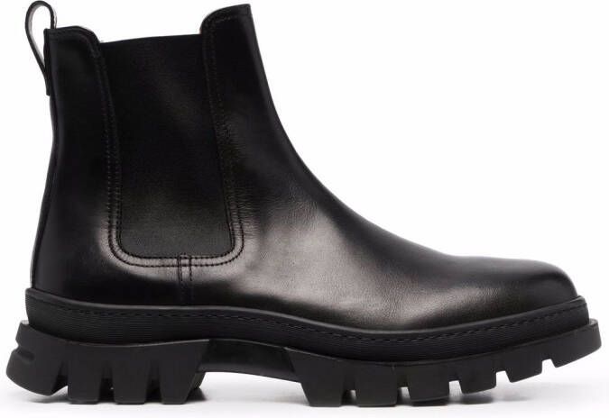 Henderson Baracco ridged leather ankle boots Black