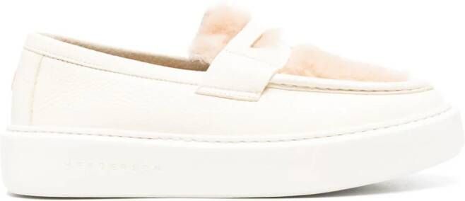 Henderson Baracco shearling-panel platform penny loafers White