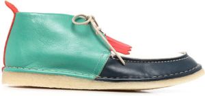 Henrik Vibskov colour-blocked lace-up moccasin boots Green