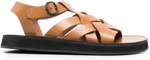 Hereu open-toe leather flat sandals Brown