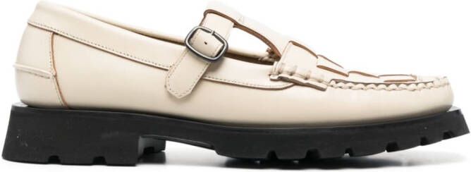 Hereu tread sole T-bar leather loafers White