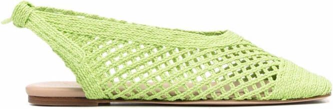 Hereu woven square-toe ballerina flats Green