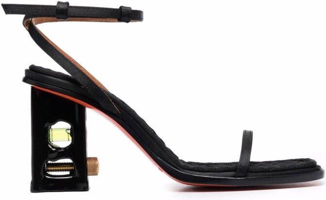 Heron Preston Bubble-Level ankle-strap heeled sandals Black
