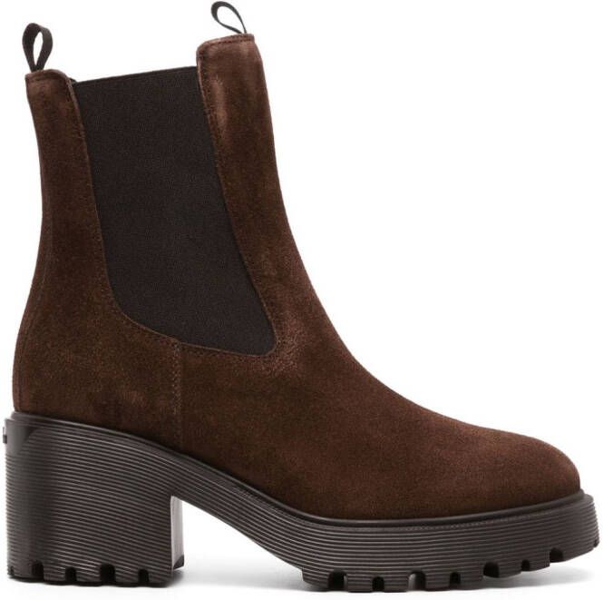 Hogan 70mm leather ankle boots Brown