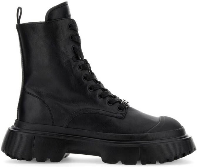 Hogan Anfibio leather lace-up boots Black