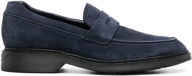 Hogan brushed-effect leather loafers Blue