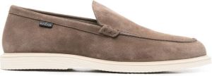 Hogan contrast-sole suede loafers Neutrals