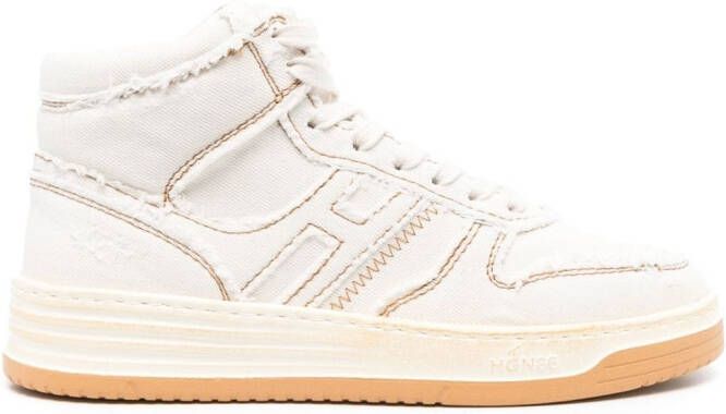 Hogan contrast-stitch high-top sneakers Neutrals