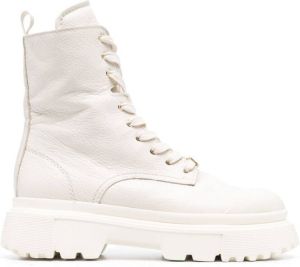 Hogan crinkle-effect lace up boots White