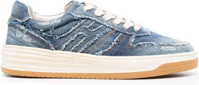 Hogan denim-effect lace-up sneakers Blue