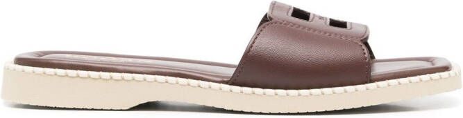 Hogan H638 flat leather sandals Brown