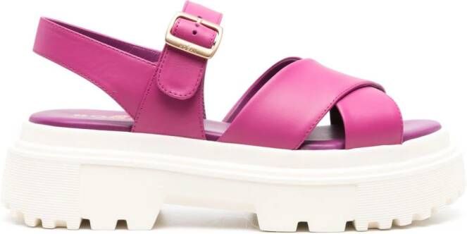 Hogan H644 55mm chunky-sole leather sandals Pink