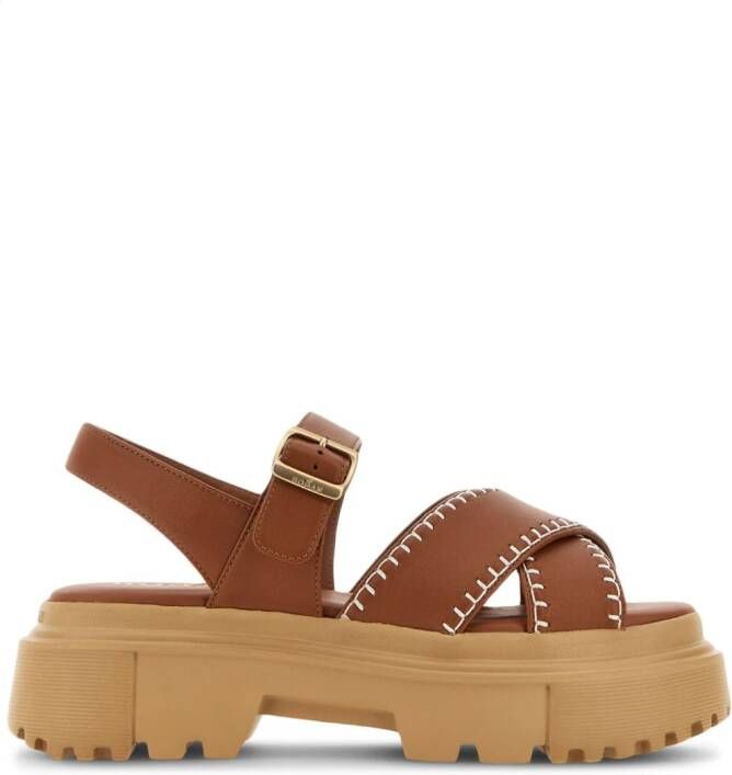Hogan H644 leather sandals Brown
