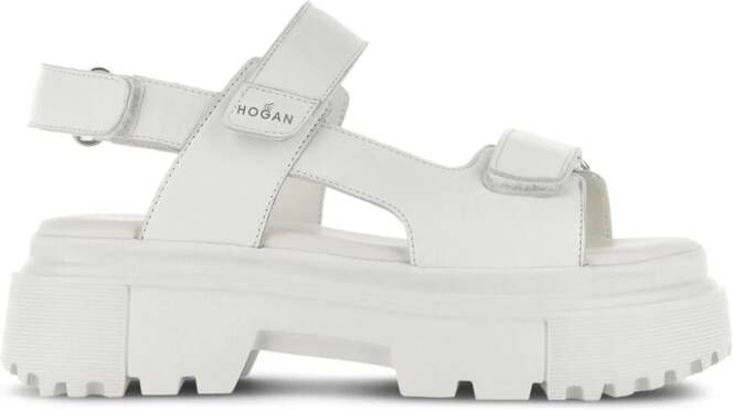 Hogan H644 platform leather sandals White