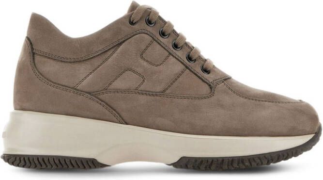 Hogan Interactive lace-up suede sneakers Brown