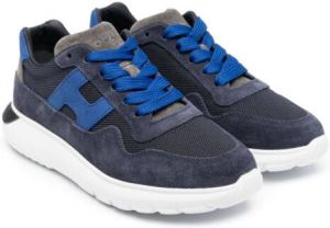 Hogan Kids lace-up low-top suede sneakers Blue