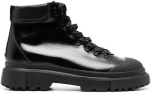Hogan lace-up leather ankle boots Black