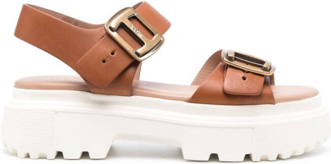 Hogan leather strappy sandals Brown