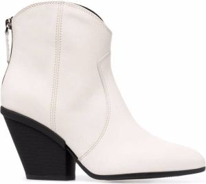 Hogan leather western ankle boots White