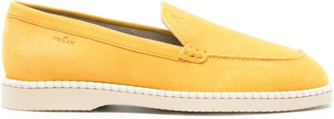Hogan logo-debossed suede loafers Yellow