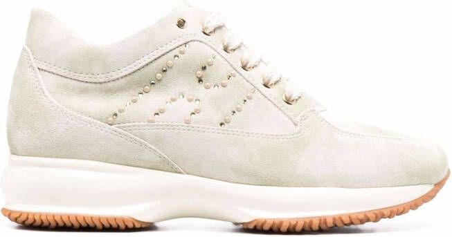 Hogan logo-patch lace-up sneakers Neutrals