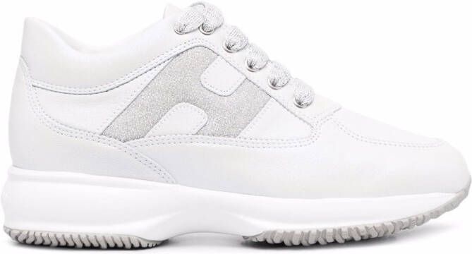 Hogan logo-patch lace-up sneakers Grey