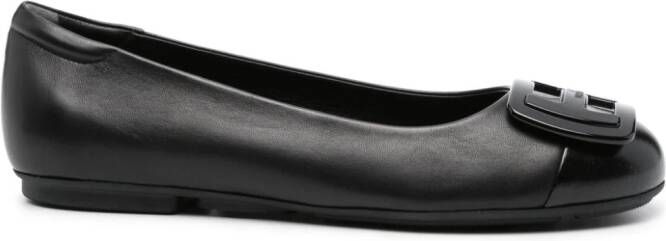 Hogan logo-plaque ballerina shoes Black