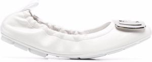 Hogan logo plaque ballerina shoes White