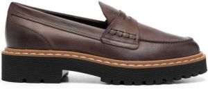 Hogan lug-sole leather penny loafers Brown