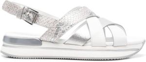 Hogan metallic-effect open-toe sandals White
