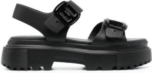 Hogan platform leather sandals Black