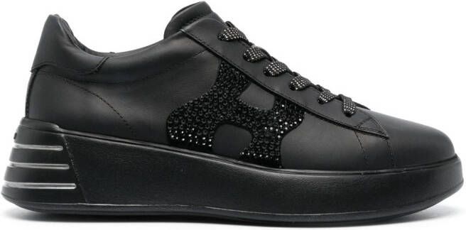 Hogan Rebel sequin-detail leather sneakers Black